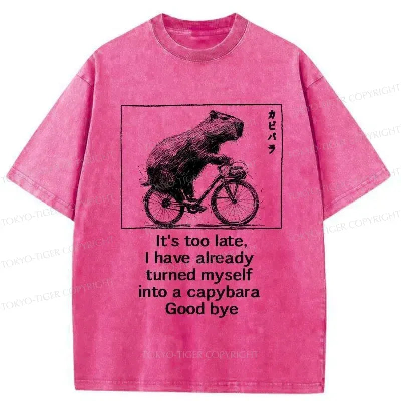 funny capybara bicycle t-shirt gift idea