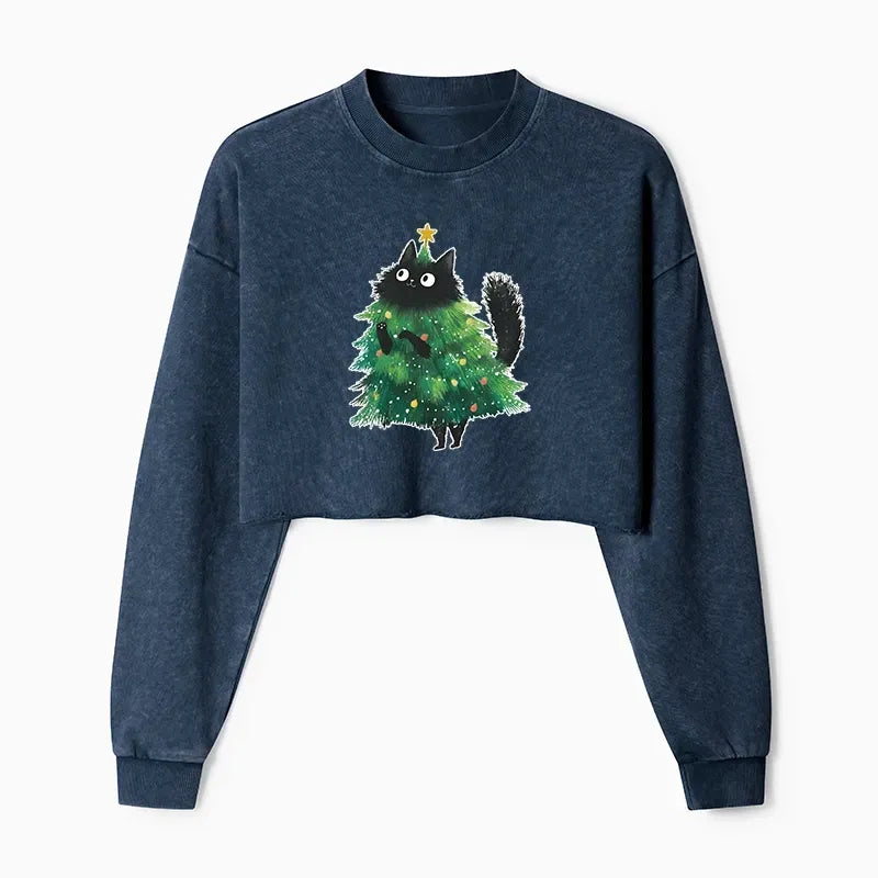 Vintage Japan Cat Crop Sweatshirt