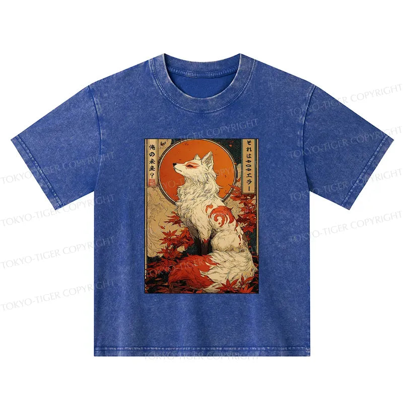 Kyoto-Lion The Fox of Fates: A Tale of Nine Tails Kids Washed T-Shirt