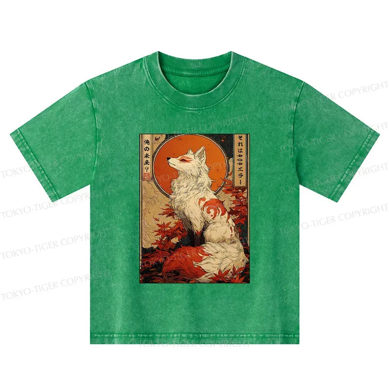 Kyoto-Lion The Fox of Fates: A Tale of Nine Tails Kids Washed T-Shirt