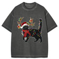 unisex Japanese streetwear black cat tee