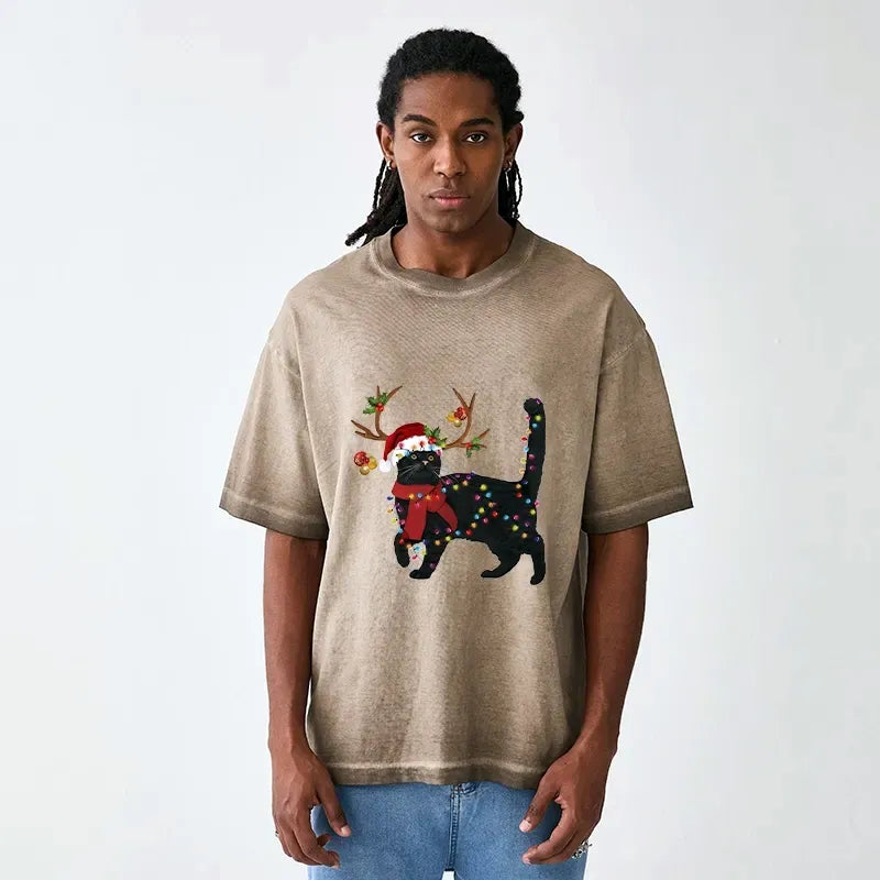 Japanese black cat gradient t-shirt