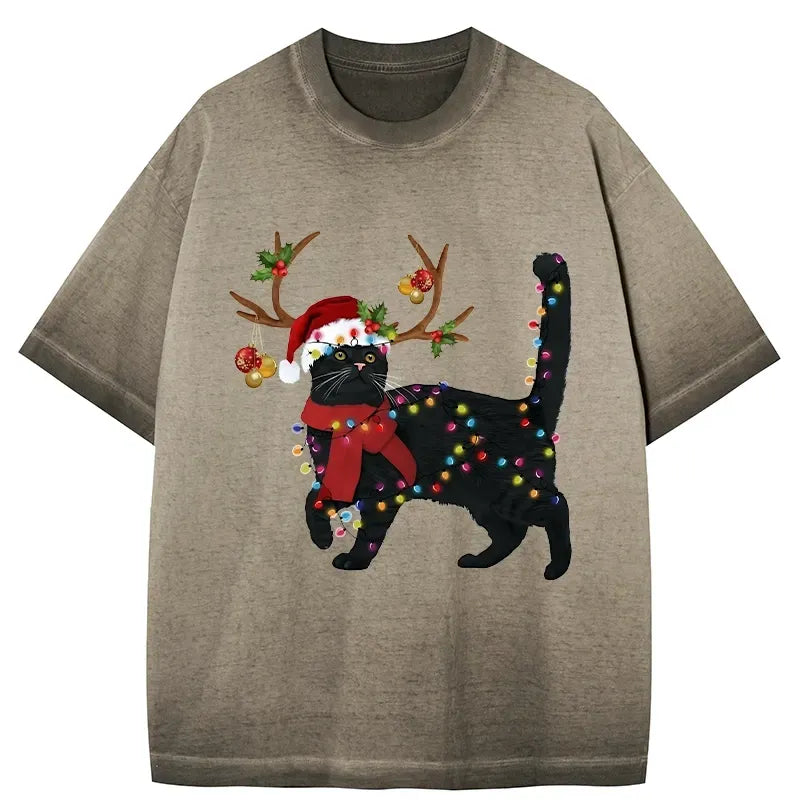 Japanese black cat gradient t-shirt