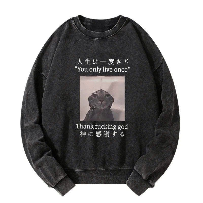 japanese funny cat sweatshirt on sale