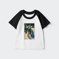 Kyoto-Lion Peacocks in Snowy Pines Kids Raglan T-shirt