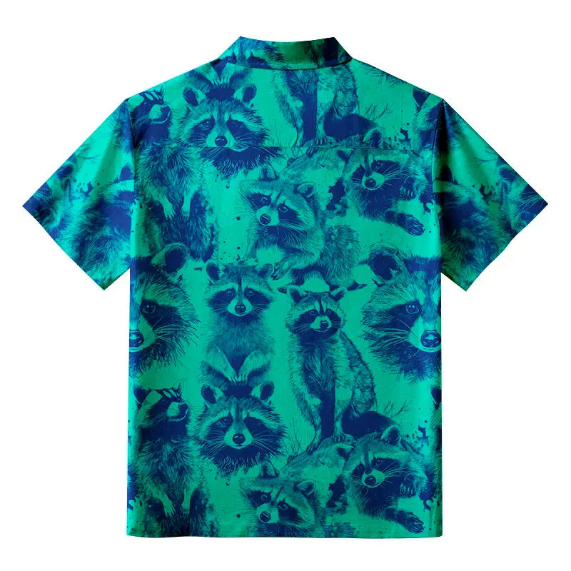 playful raccoon hawaiian shirt gift for him