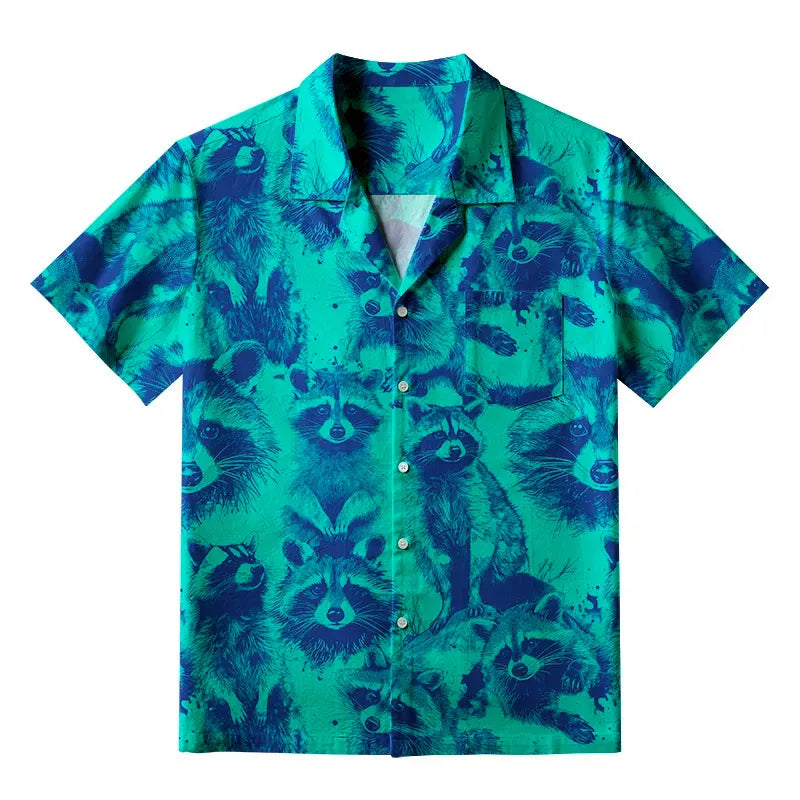japanese raccoon aloha shirt for summer