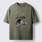 Kyoto-Lion Samurai Octopus Warrior Washed T-Shirt