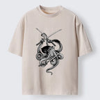 Kyoto-Lion Samurai Octopus Warrior Washed T-Shirt