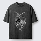 Kyoto-Lion Samurai Octopus Warrior Washed T-Shirt