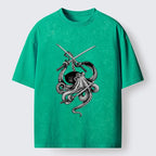 Kyoto-Lion Samurai Octopus Warrior Washed T-Shirt