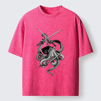 Kyoto-Lion Samurai Octopus Warrior Washed T-Shirt