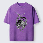 Kyoto-Lion Samurai Octopus Warrior Washed T-Shirt