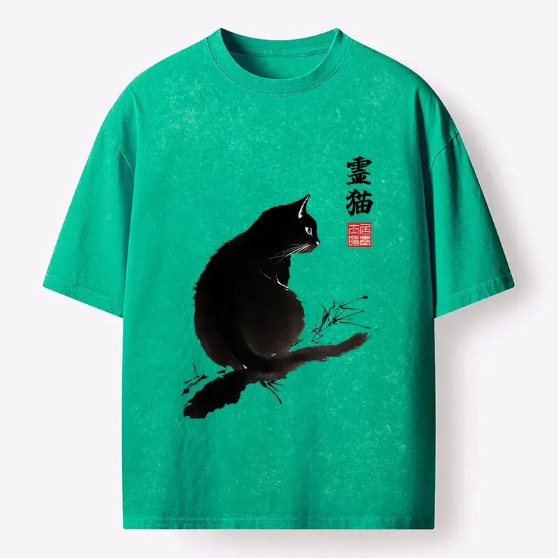 Vintage Japanese Cat T-Shirt for Daily Wear