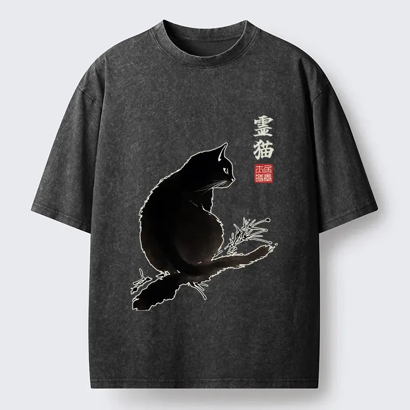 Vintage Japanese Cat T-Shirt for Daily Wear