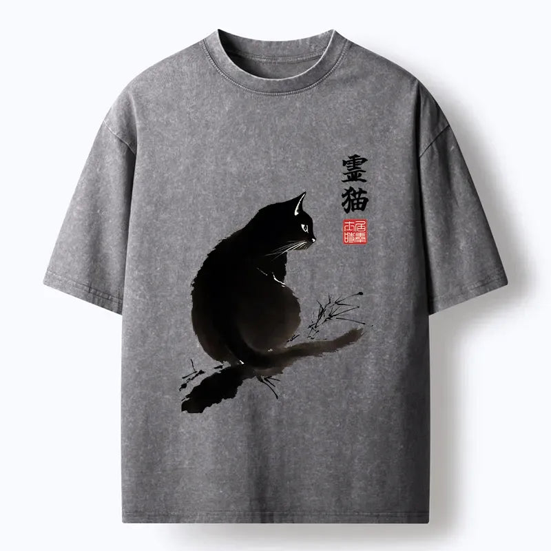 Kyoto-Lion Mystic Cat Washed T-Shirt