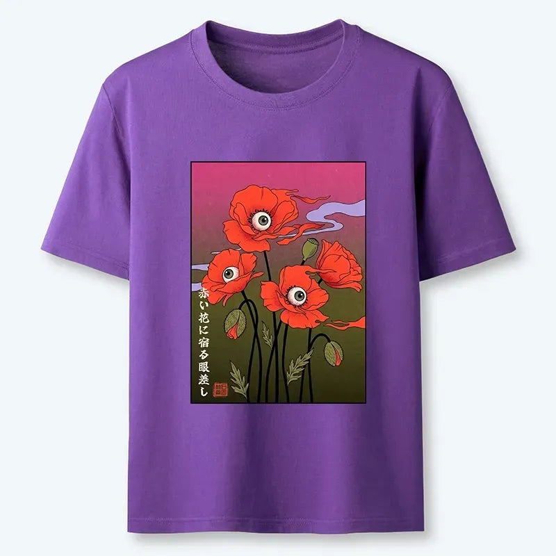 Japanese Ukiyo-e Floral T-Shirt for Casual Wear