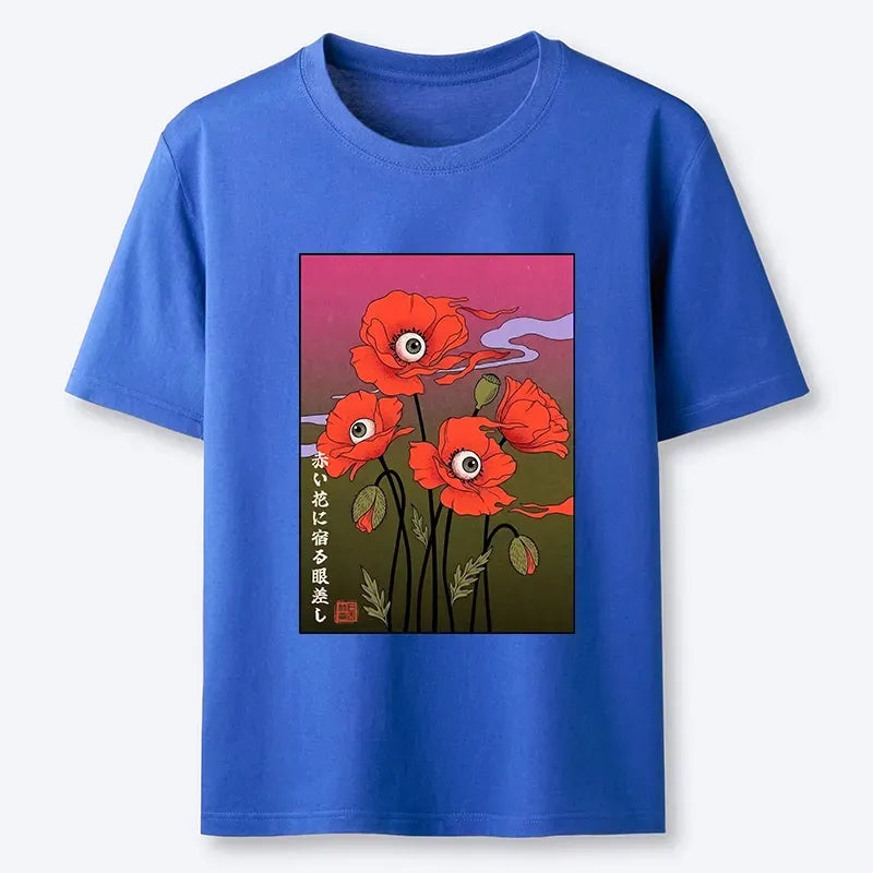 Japanese Ukiyo-e Floral T-Shirt for Casual Wear