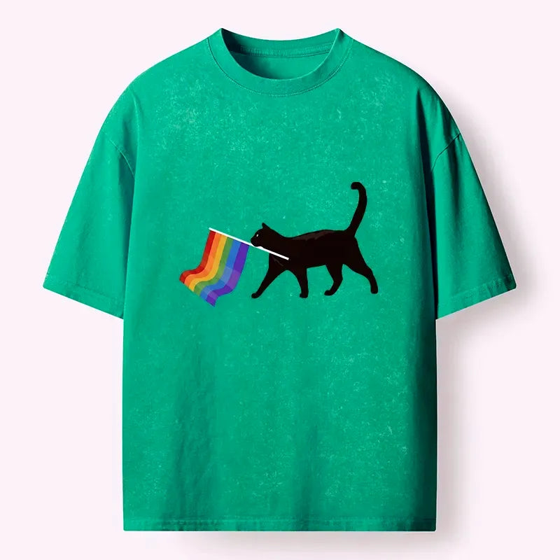 Japanese Black Cat Pride Flag T-Shirt