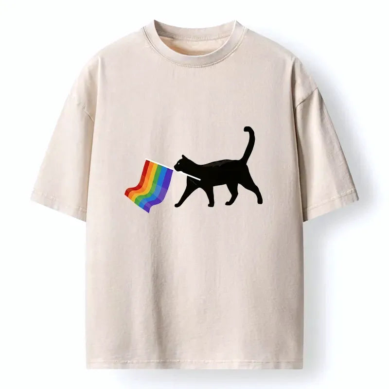 Japanese Black Cat Pride Flag T-Shirt