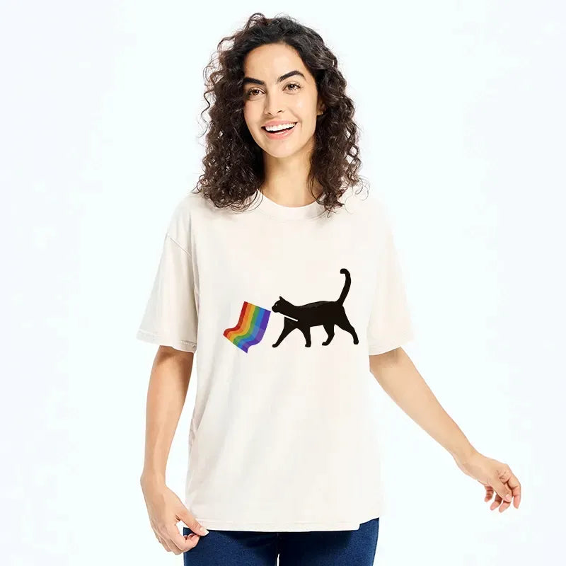 Japanese Black Cat Pride Flag T-Shirt