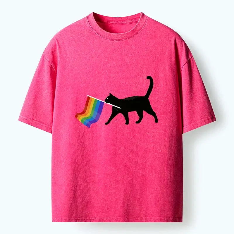 Japanese Black Cat Pride Flag T-Shirt