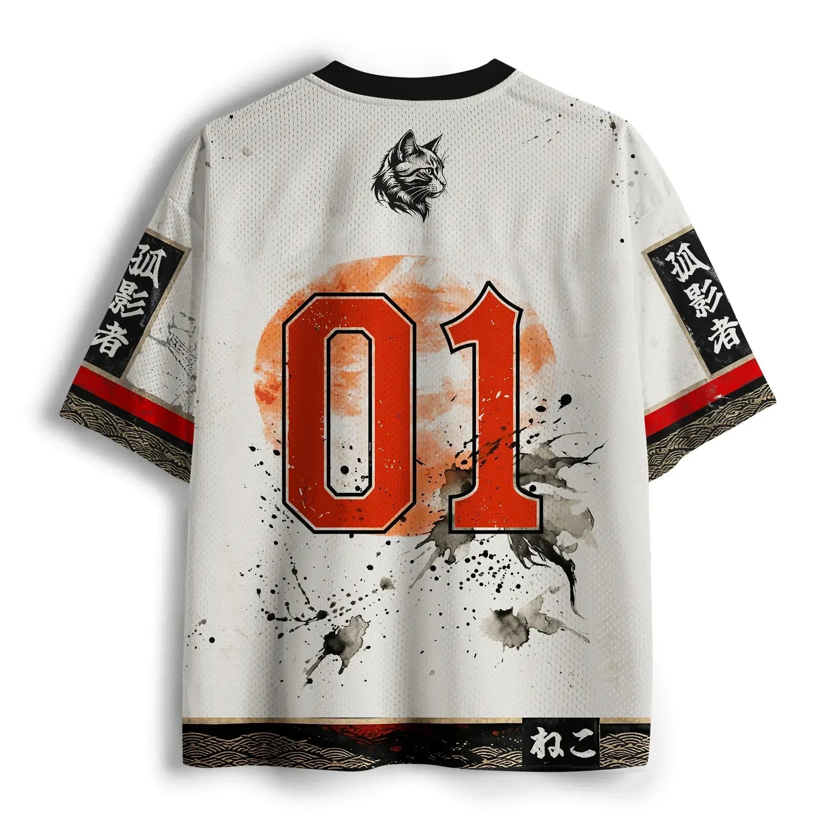 Retro Samurai Cat Mesh Jersey for Summer