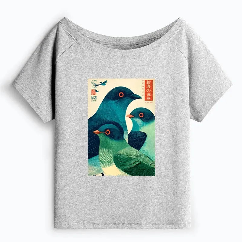 Japanese vintage off shoulder tee for women