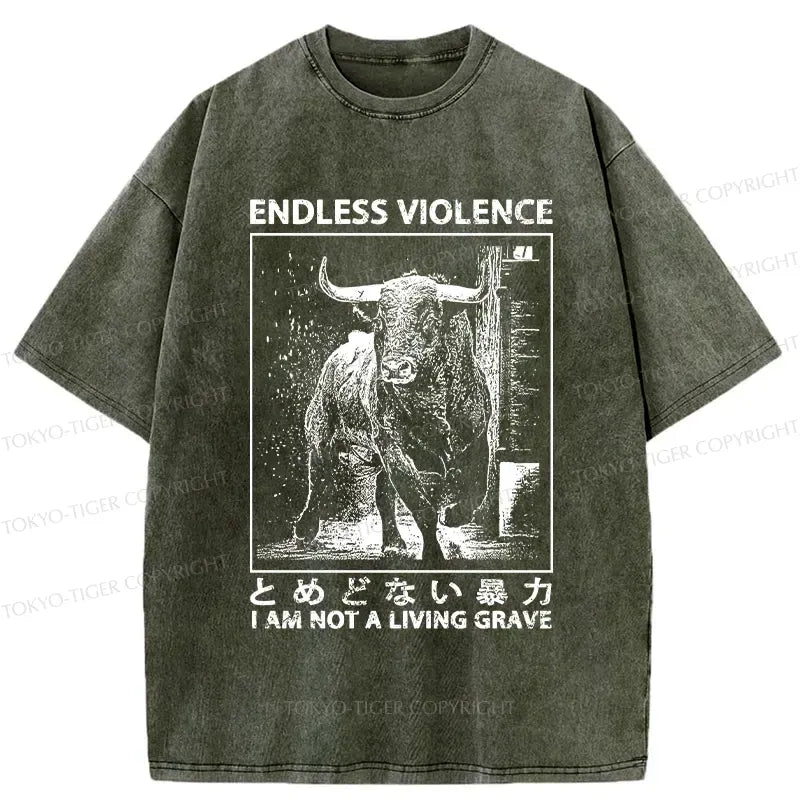 Kyoto-Lion I Am Not A Living Grave Washed T-Shirt