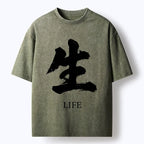 Kyoto-Lion Life Kanji Washed T-Shirt