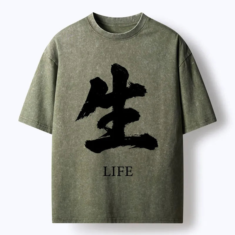 Kyoto-Lion Life Kanji Washed T-Shirt