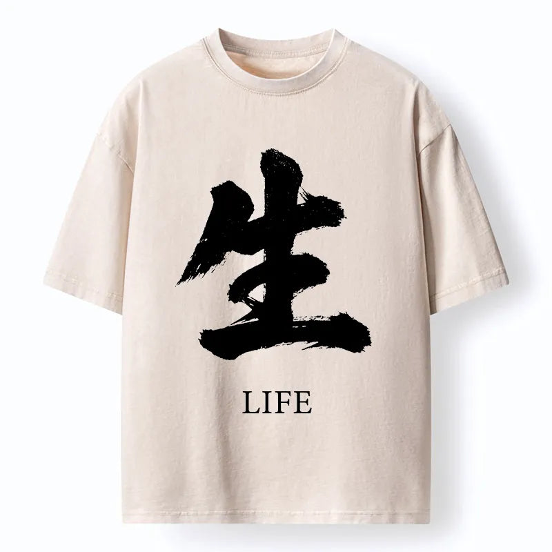 Kyoto-Lion Life Kanji Washed T-Shirt