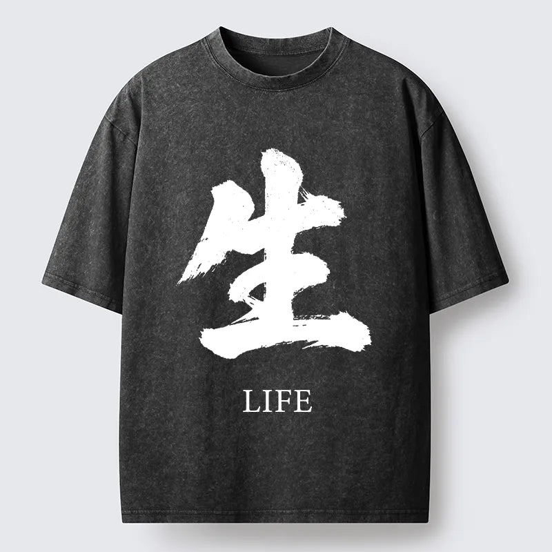 Kyoto-Lion Life Kanji Washed T-Shirt