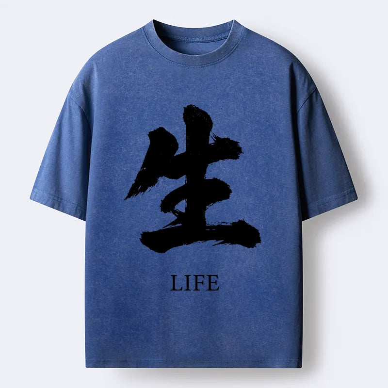 Kyoto-Lion Life Kanji Washed T-Shirt