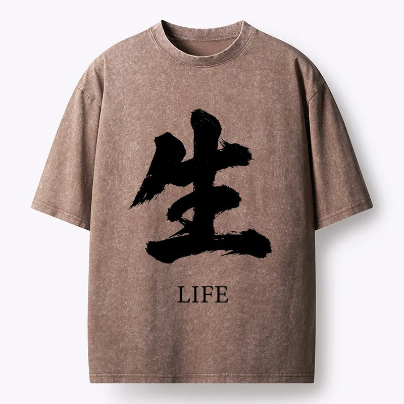 Kyoto-Lion Life Kanji Washed T-Shirt
