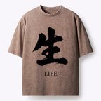 Kyoto-Lion Life Kanji Washed T-Shirt