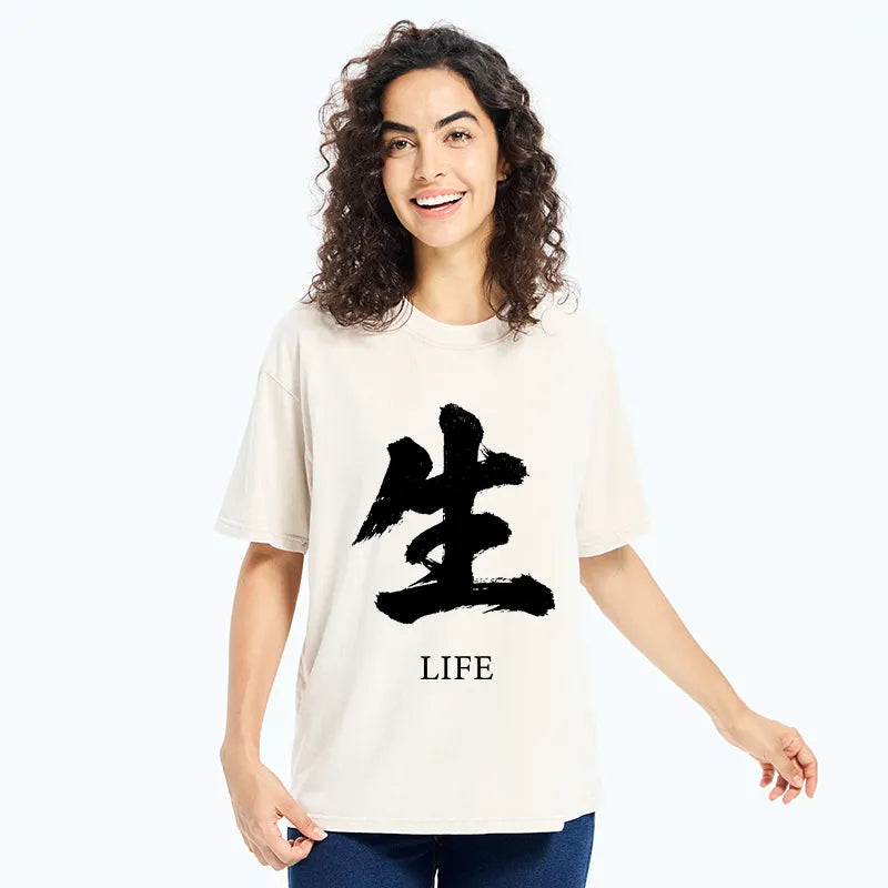Kyoto-Lion Life Kanji Washed T-Shirt