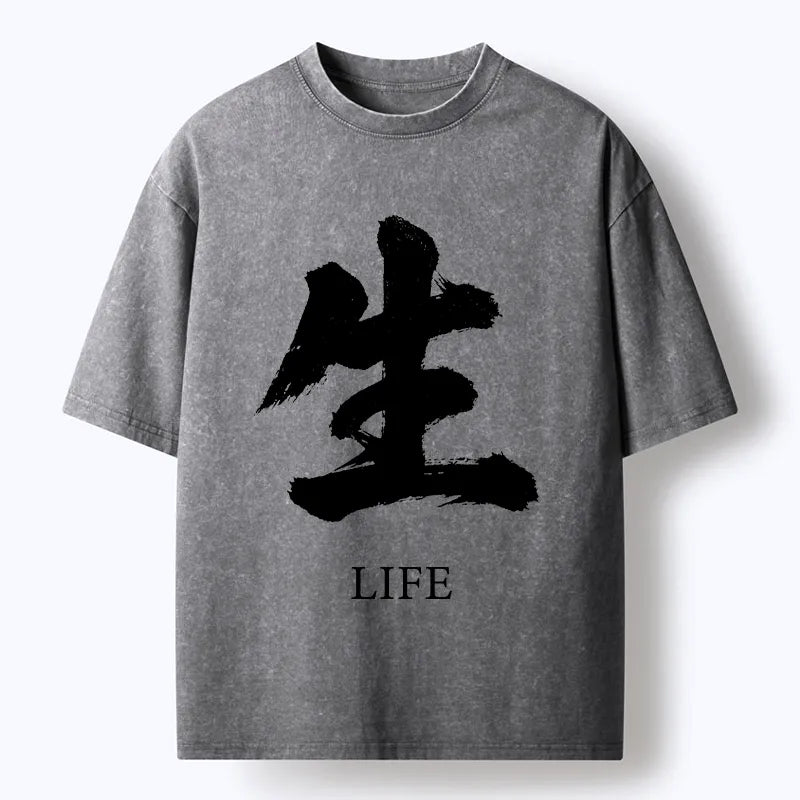 Kyoto-Lion Life Kanji Washed T-Shirt