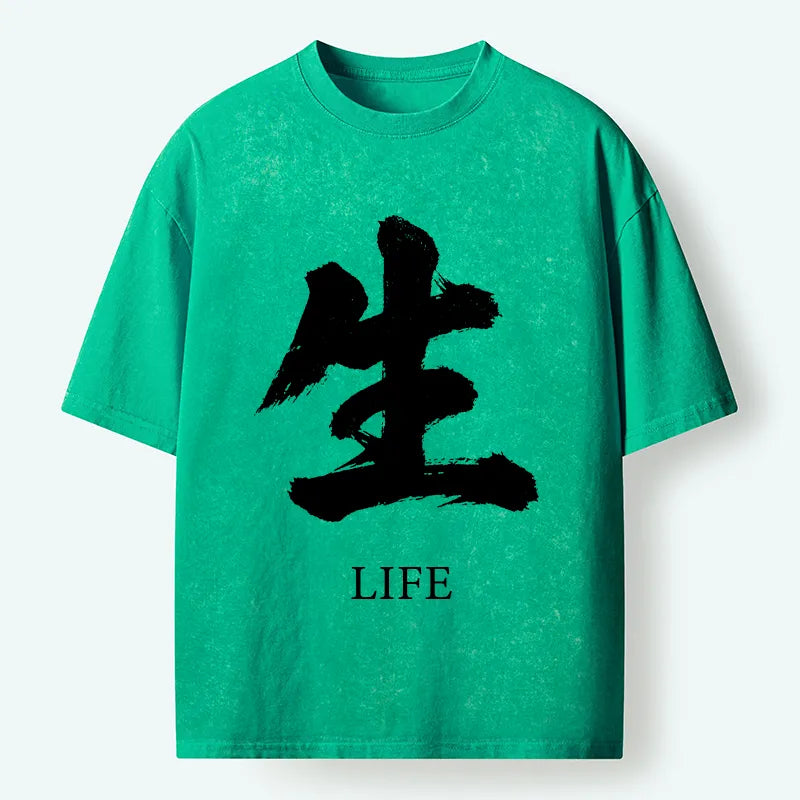 Kyoto-Lion Life Kanji Washed T-Shirt