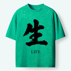 Kyoto-Lion Life Kanji Washed T-Shirt