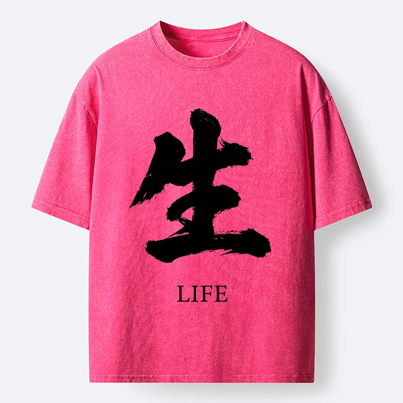 Kyoto-Lion Life Kanji Washed T-Shirt