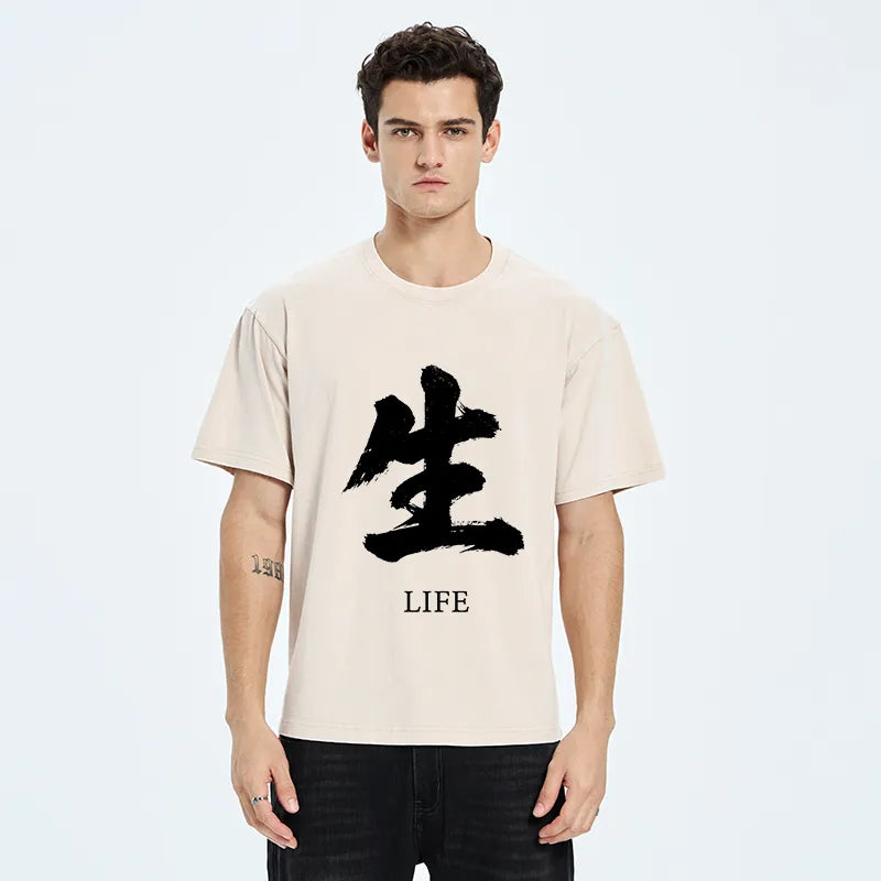 Kyoto-Lion Life Kanji Washed T-Shirt