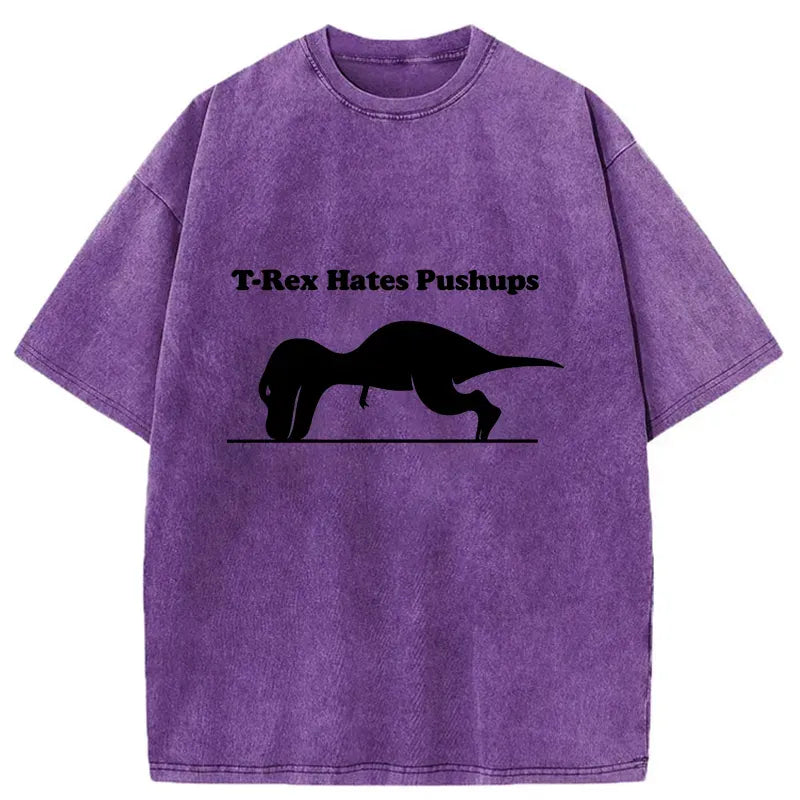 Kyoto-Lion Dinosaurs Couldn't Do Push-ups Washed T-Shirt