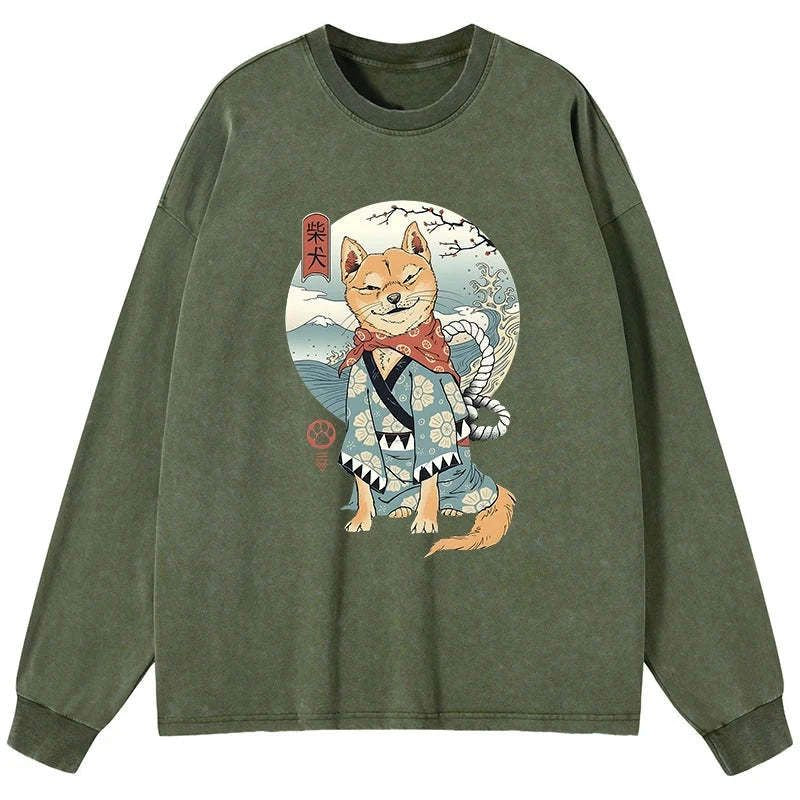 Trendy Japanese Samurai Shiba Dog T-Shirt for Men