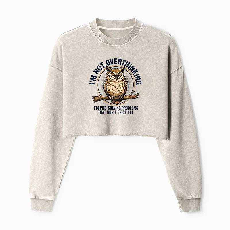 Kyoto-Lion Overthink Master Owl Washed Crop Sweatshirt