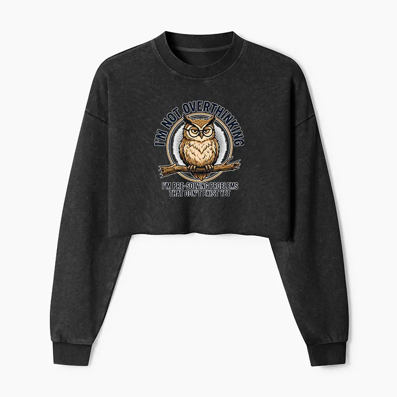 Kyoto-Lion Overthink Master Owl Washed Crop Sweatshirt