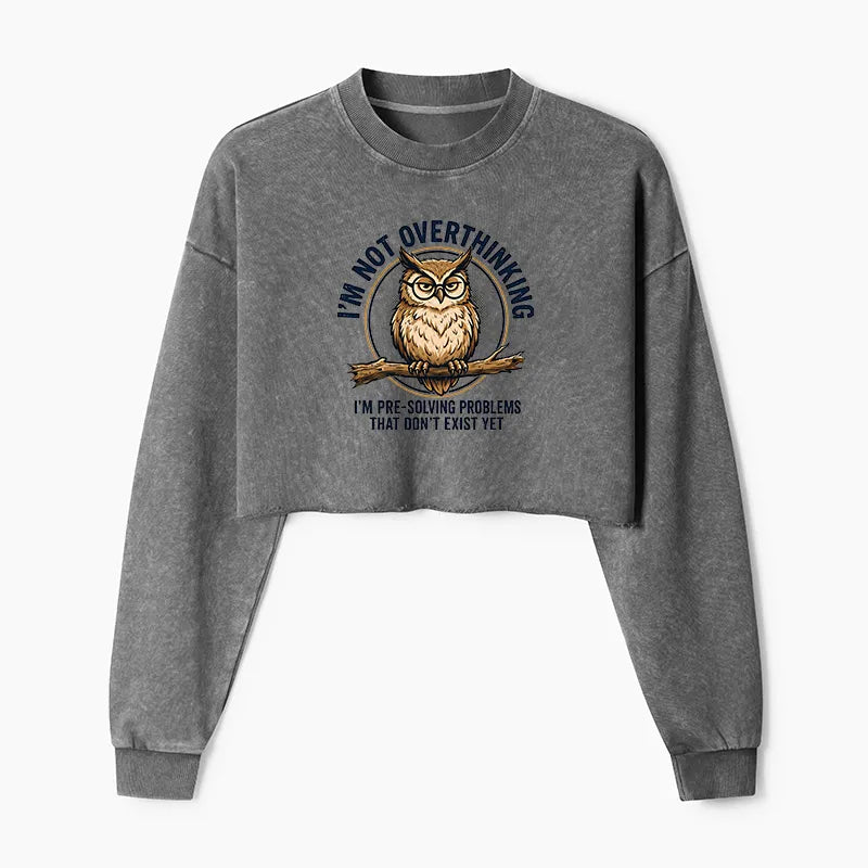 Kyoto-Lion Overthink Master Owl Washed Crop Sweatshirt