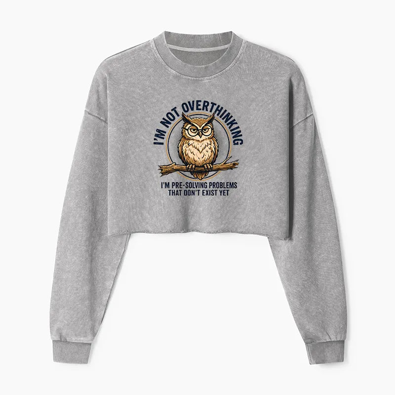 Kyoto-Lion Overthink Master Owl Washed Crop Sweatshirt