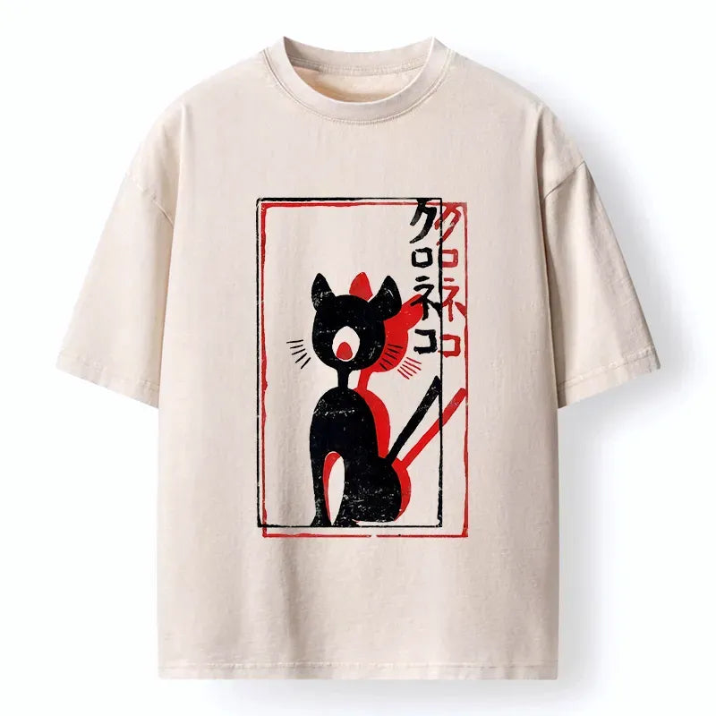 Trendy Japanese Cat Tee for Streetwear