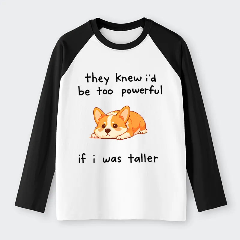 Kyoto-Lion Funny Short Dog Joke Raglan Long Sleeve T-shirt